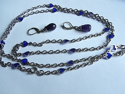 Vintage blau set halskette - blau, halskette 92