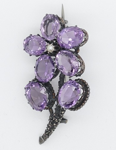 Antike silber amethyst - amethyst, brooch