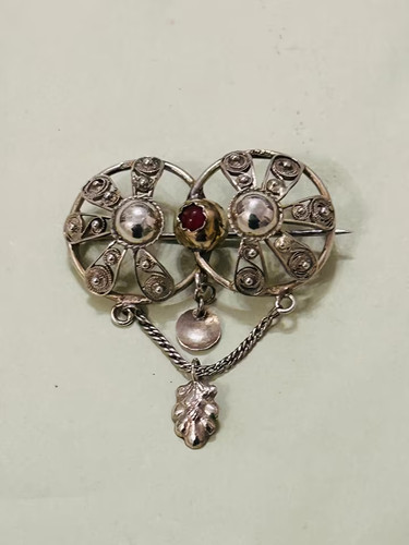 Silber herz brosche - silber,